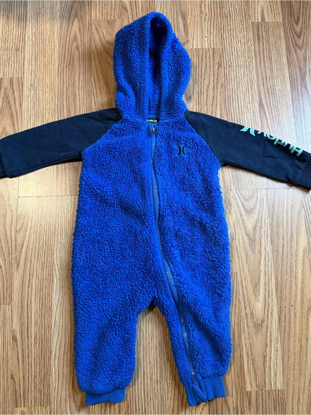 Hurley Royal Blue Sherpa Hooded One-Piece with Black Sleeves